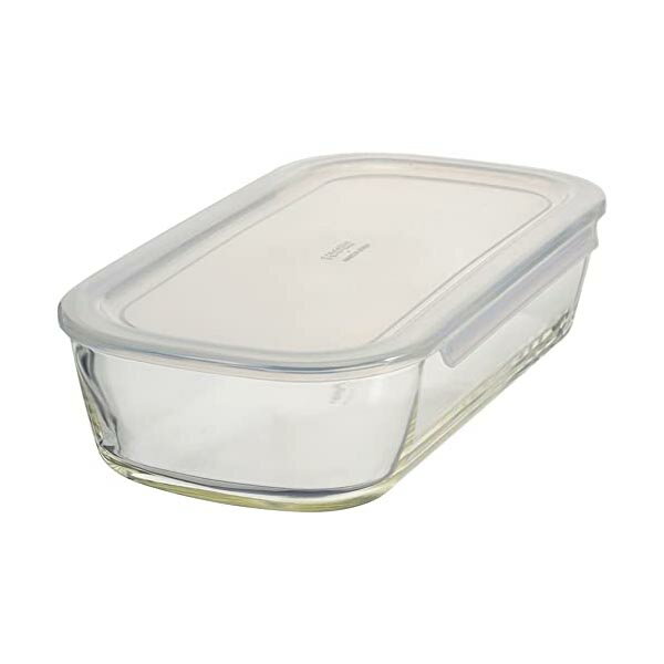 【2個セット】 HARIO ハリオ 日本製 耐熱ガラス製 保存容器 角 1400ml BUONO kitchen KSTL-140-TW クリア 沖縄 透明ホワイト 高品質