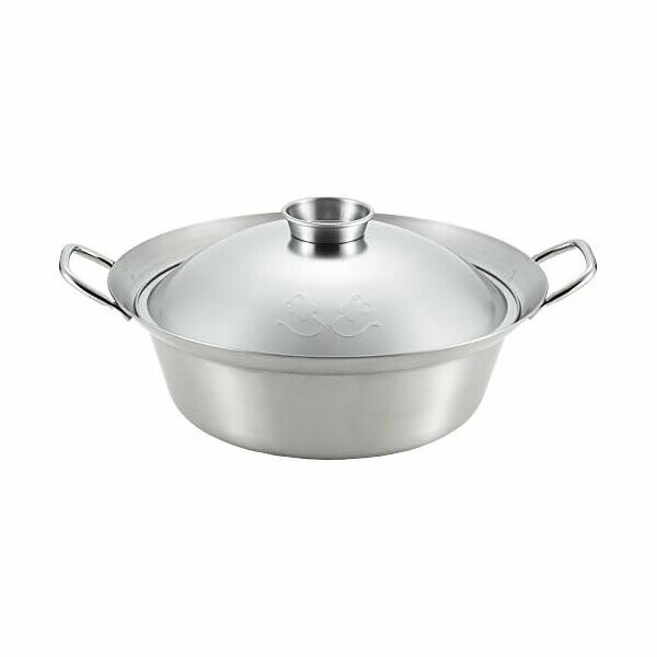 Ih/Gas Compatible - ヨシカワ 日本製 ちゃんこ鍋 28cm IH対応 シルバー 美味彩菜 SJ2198 人気商品