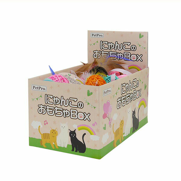 【12個セット】 ペットプロジャパン ペットプロ にゃんこのおもちゃBOX ラタンボール 1BOX（24個） 安心素材