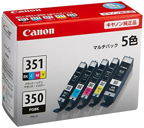 キャノン 6552B003 CANON 純正 インク カートリッジ BCI-351(BK/C/M/Y)+BCI-350 5色マルチパック 文具 インクカートリッジ 年賀状インク 純正カートリッジ キヤノン純正インク キヤノン プリンターインク 標準容量 送料無料の商品画像