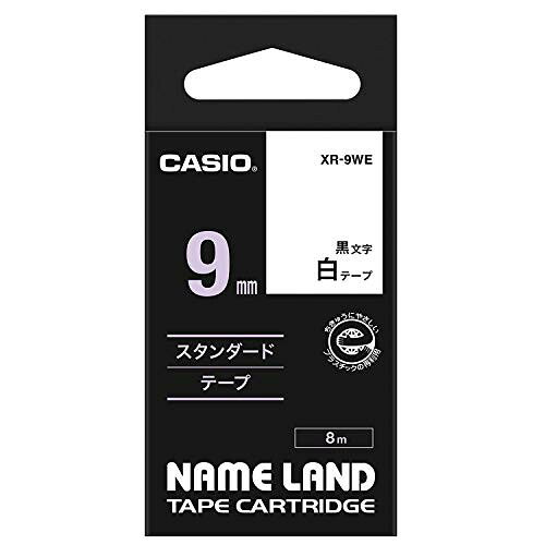 【5個セット】 カシオ ネームランド テープカートリッジ XR-9WE スタンダード 白 CASIO XR9WE ラベルテープ 純正 テプラ用 粘着ラベル 値札 シール POP ランドテープ