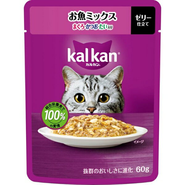 Mature Cat - 【6個セット】 マース カルカン パウチ お魚ミックス まぐろ・かつお・たい入り 60g