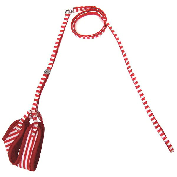Harness Leash - 【10個セット】 岡野製作所 ストライプソフトハーネスリード 3S レッドホワイト