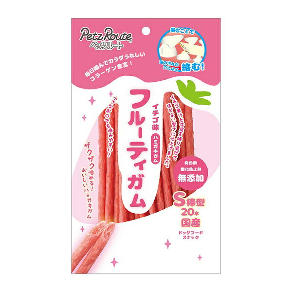 Ball Shape - 【6個セット】 ペッツルート フルーティガム イチゴ S棒型 20本