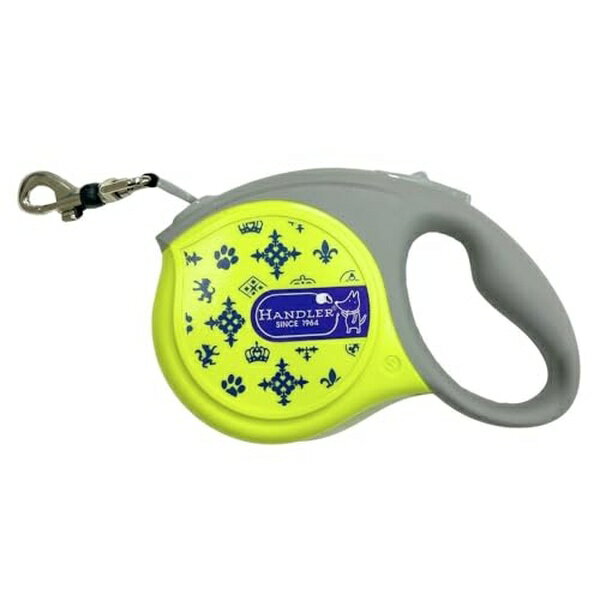 ハンドラー スーパーウォーカー 伸縮リード 小型犬用 中型犬用 S.Mサイズ (25kg未満) 全長5m 黄×紺 安心ロック付 反射素材