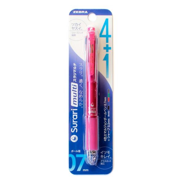 【3個セット】 ゼブラ スラリマルチ 4色 ボールペン ピンク PB4SA11P ZEBRA 多機能ペン 油性インク シャープペン搭載 細字 オフィス