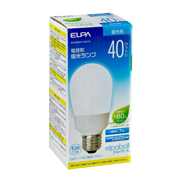 ●定格寿命 約6000時間の長寿命　※白熱電球40W形比●電気代 約80%カット！　※白熱電球40W形比仕様■交流電源：100V 50/60Hz共用■サイズ：全長116X外径55(mm)■質量：70g■定格消費電力：7W■定格入力電流：130mA■定格寿命：6000h■全光束：400lm■光色：3波長形昼光色■屋内用