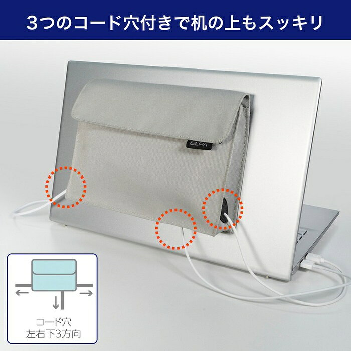 ELPA ノート パソコン用 ポケット OR-PO01 ベージュ 貼り付け収納 エルパ ガジェット アクセサリー ORPO ポーチ ノートPC用 小物入れ アクセサリーポーチ 朝日電器 auc-ulmax-12358339 ウルマックス 楽天市場店 サンプル画像3