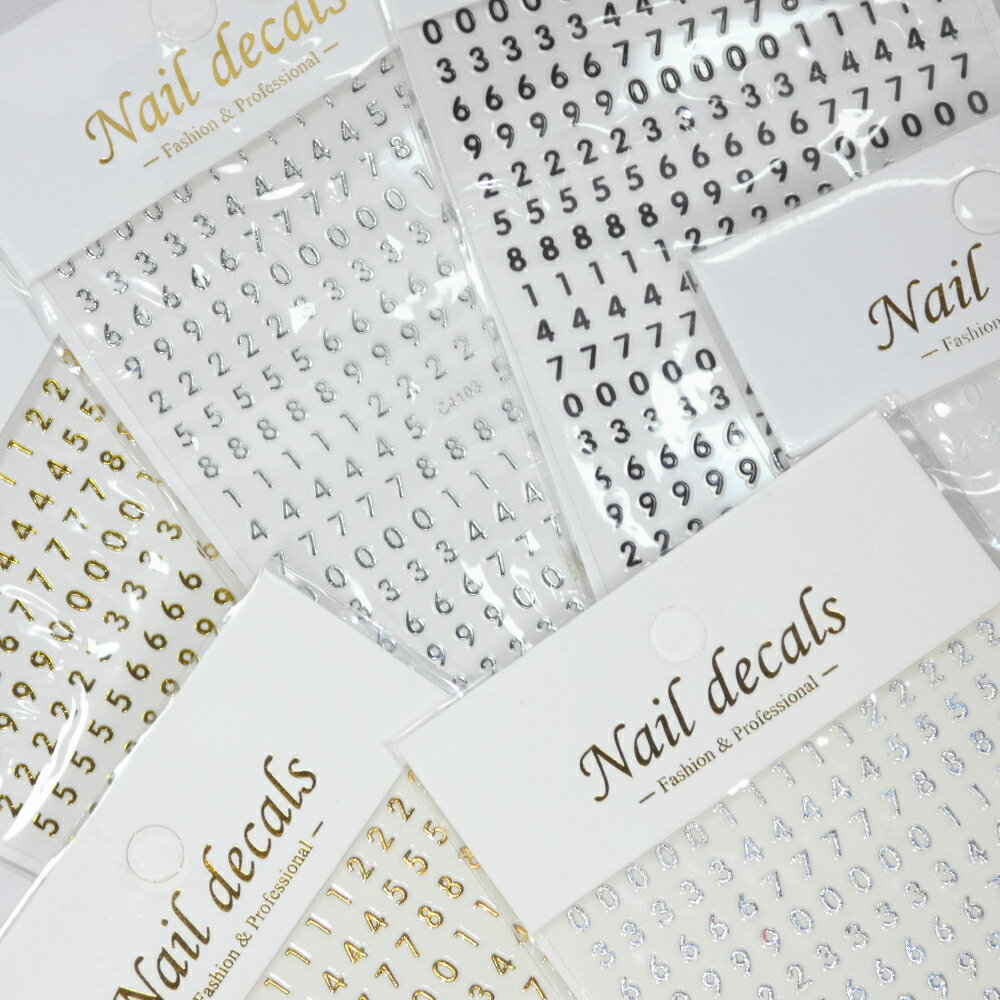 ラローナ ［ LALONA ]数字柄ネイルシール( C4103 )( 7カラー ) ゴールド / シルバー / ナンバーシール ..