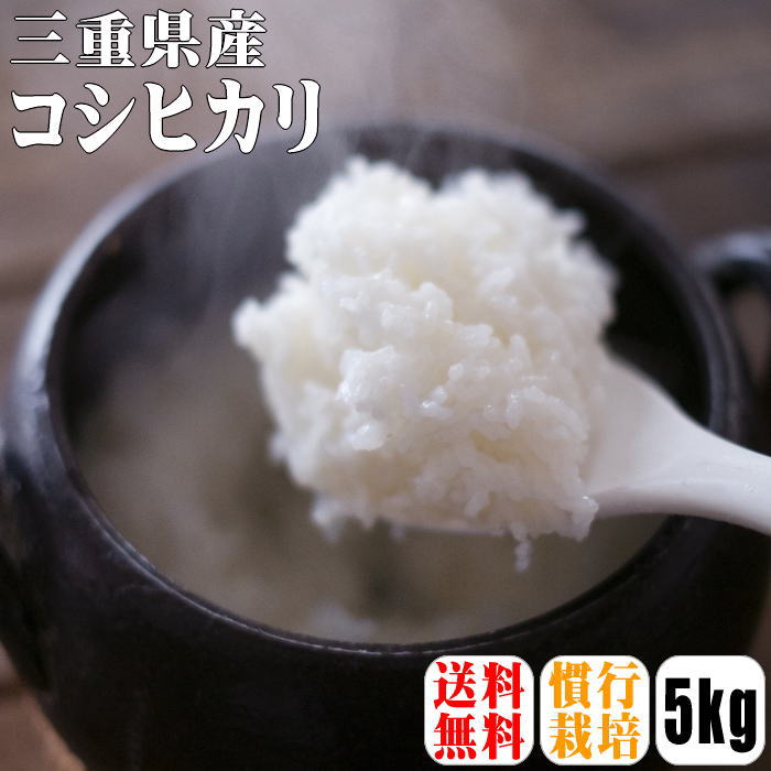 新米入荷！【送料無料】【令和1年産】三重県産コシヒカリ　5kg【北海道・沖縄・離島は...