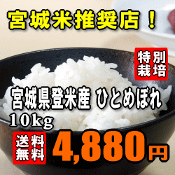 【送料無料】【特別栽培米】【29年産】宮城県登米産ひとめぼれ　10kg(5kg×2)