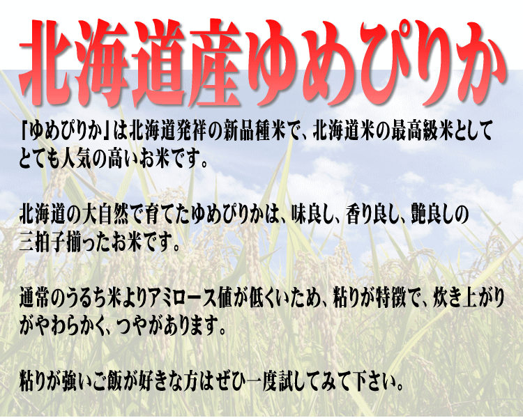 【送料無料】【北海道の最高級米】【令和1年産】北海道当麻産ゆめぴりか　10kg(5kg×2) 【北海道・沖縄・離島は別途送料】