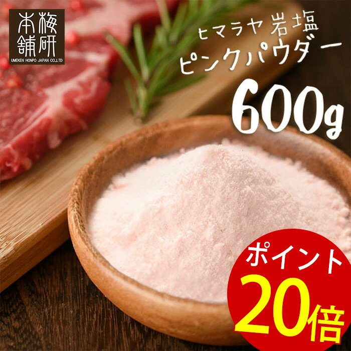 ポイント20倍！ 5/16(木) 9:59迄 ★ 【1000円ポッキリ】 【送料無料】 岩塩 ヒマラヤ岩塩 食用 ピンクソルト パウダー 600g HACCP管理 BRC認証 ハラール認証 ピンク岩塩 パキスタン 調味料 天然 天然塩 無添加 しお 熱中症対策