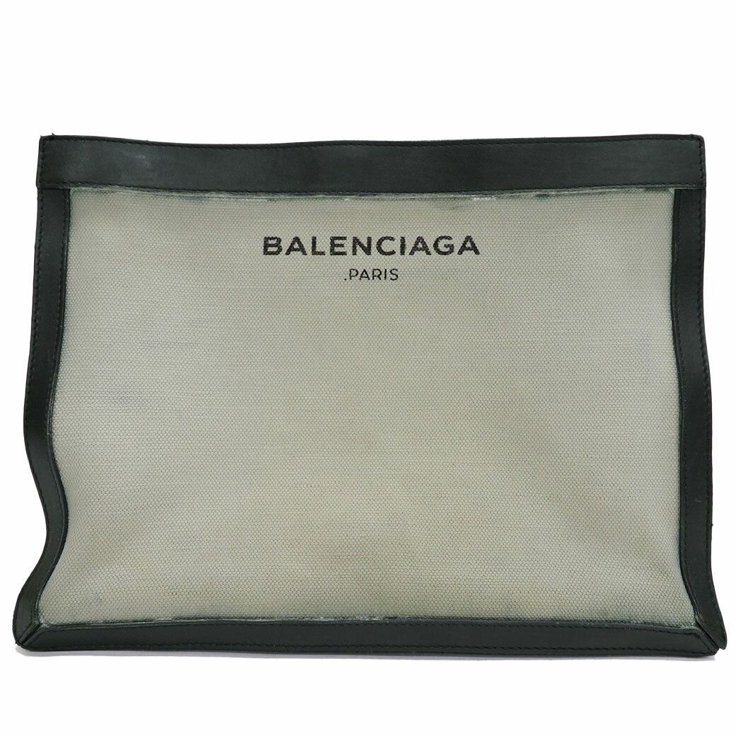 バレンシアガ ネイビー クラッチバッグ ホワイトxブラック キャンバスxレザー 410119 セカンドバッグ メンズ BALENCIAGA【中古】