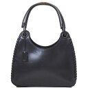 グッチ ウッドハンドル ワンショルダー ハンドバッグ 106237 ステッチ ブラック レディース GUCCI 【中古】
