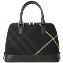 バーバリー ウール ハンドバッグ ブラウン レディース チェック ブガッティ型 楕円形 大きめ BURBERRY 【中古】