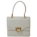 セリーヌ ヴィンテージ オーストリッチ ハンドバッグ ホワイト レディース 白 エキゾチックレザー CELINE【中古】
