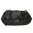 プラダ ビジュー 2WAY クラッチバッグ ブラック レディース レザー アンティークスキッパー ショルダーバッグ PRADA【中古】