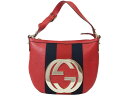 グッチ シェリー ハンドバッグ レッド 131444 レディース レザー インターロッキングG ウェブライン スモールホーボー GUCCI【中古】