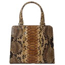 フェンディ パイソン ミニ ハンドバッグ ベージュ レディース ミニトートバッグ がま口 3気室 FENDI【中古】