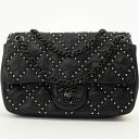 シャネル スタッズ ミニ マトラッセ チェーンショルダーバッグ ブラック アンティークシルバー金具 レディース CHANEL【中古】