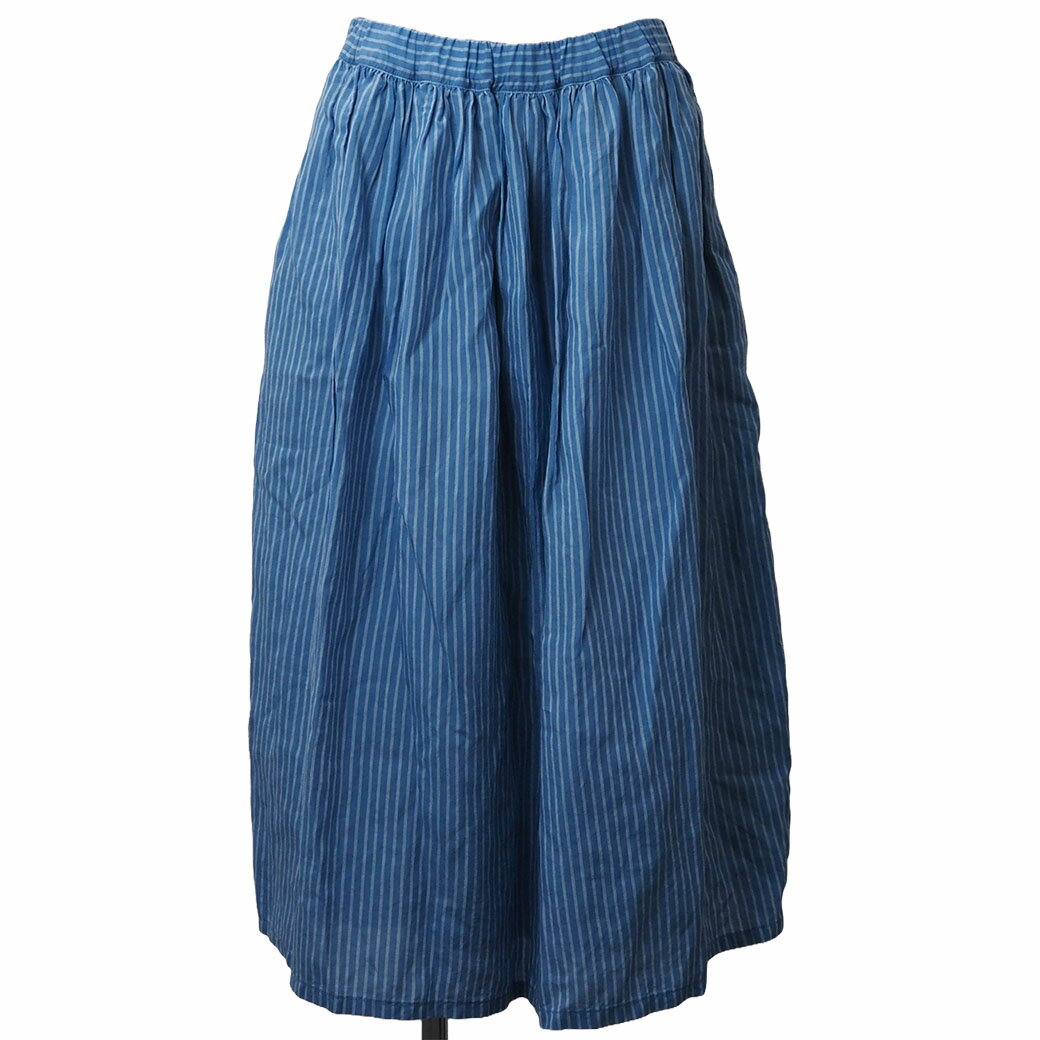 樂天商城 - プランテーション Plantation ロング フレア スカート ブルー PL02FG671 麻 M オーバーサイズ 春夏 麻混 中古 未使用品