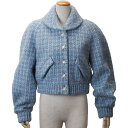 シャネル ウール ツイード ブルゾン 服 ブルー|グレー P73346 レディース 36(S位) ジャケット ショート丈 ココ 2022 秋冬 CHANEL【中...