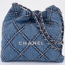 シャネル CHANEL22 スモール ハンドバッグ ブルー AS3260 レディース コットン デニム チェーン CHANEL 【未使用品】【中古】