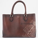 ベルルッティ トゥジュール レザー トートバッグ ブラウン メンズ カリグラフィ BERLUTI【中古】