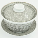 エルメス 蓋付きカップ&ソーサー モザイク 24 プラチナ 磁器 ホワイト|グレー P035082P レディース HERMES【未使用品】【中古】