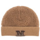 マックスマーラ テディベア ニットキャップ 58 帽子 キャメル 絹 ブラウン レディース ダブル Max Mara【中古】