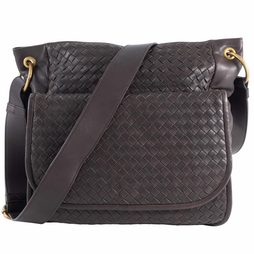 乐天商城 - ボッテガヴェネタ BOTTEGA VENETA バッグ イントレチャート ショルダーバッグ ダークブラウン A4 収納 199746