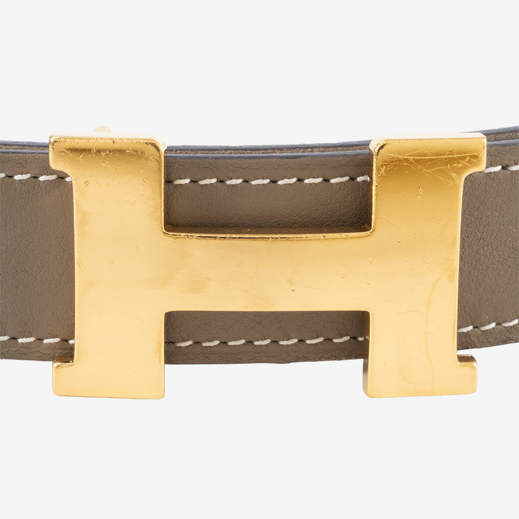 エルメス ミニコンスタンス レザーベルト 24 H052150 ヴォーエプソン エトゥープ ホワイト レディース リバーシブル HERMES 【中古】のサムネイル