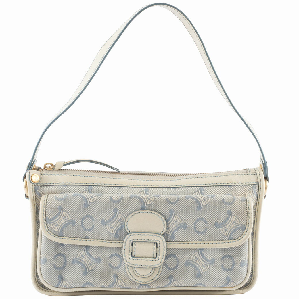乐天商城 - セリーヌ CELINE バッグ 中古 ショルダー バッグ Cマカダム セミ ショルダー ホワイト ブルー