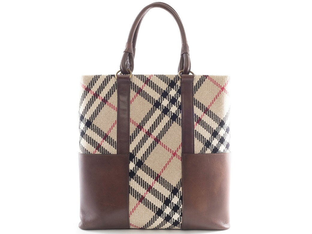 バーバリー BURBERRY バッグ 中古 チェック トートバッグ ウール レザー ベージュ ブラウン 大きめ auc-uprise-10007969 UPRISE サンプル画像3