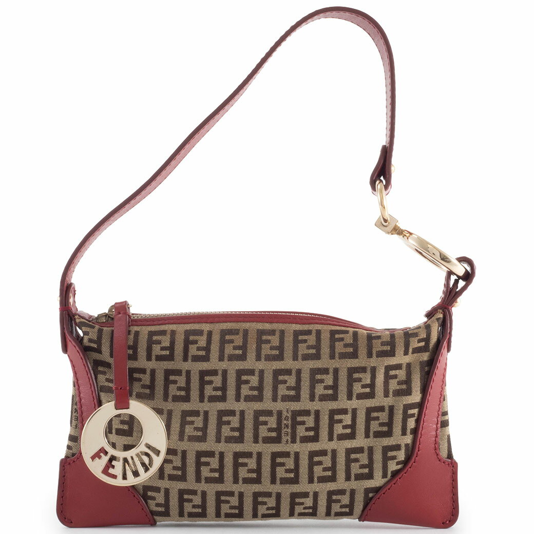 樂天商城 - フェンディ FENDI バッグ ショルダー 中古 レディース ズッキーノ ミニ バッグ 8BR485 レッド ベージュ アクセサリーポーチ