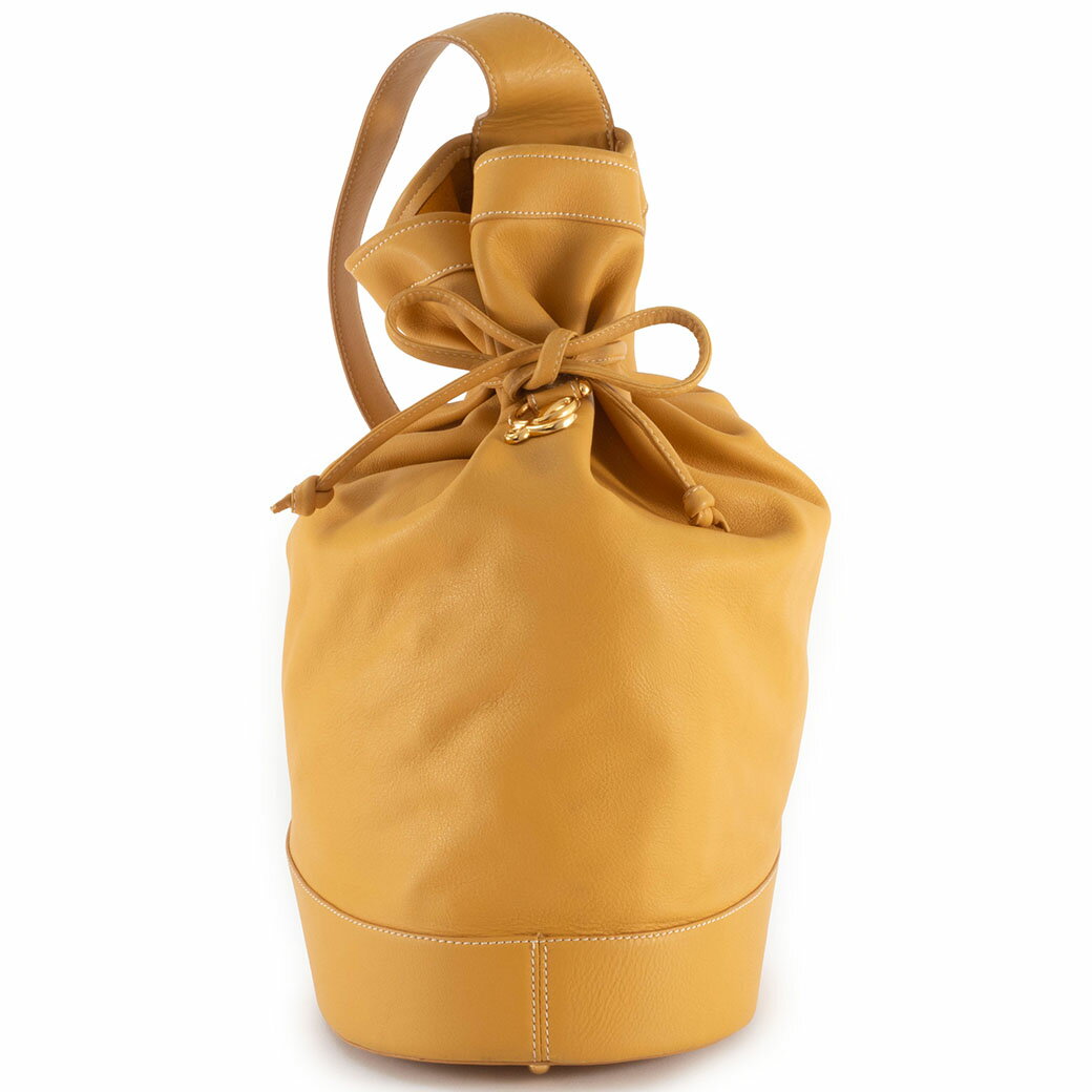 乐天商城 - ロエベ LOEWE バッグ 中古 ショルダーバッグ 巾着 ドローストリング ワンショルダー レザー イエロー
