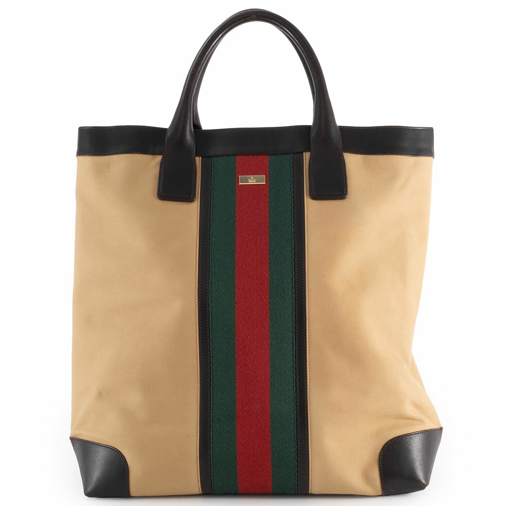 乐天商城 - グッチ GUCCI トートバッグ 中古 シェリーライン キャンバス ハンドバッグ ベージュ ブラック 002 1121