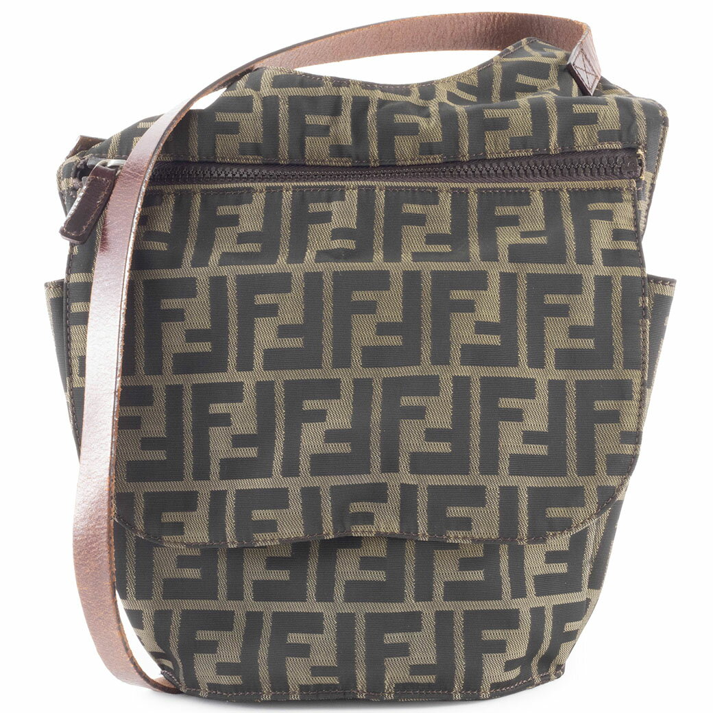 乐天商城 - フェンディ FENDI バッグ ショルダー 中古 レディース ズッカ 16389 キャンバス レザー カーキグリーン