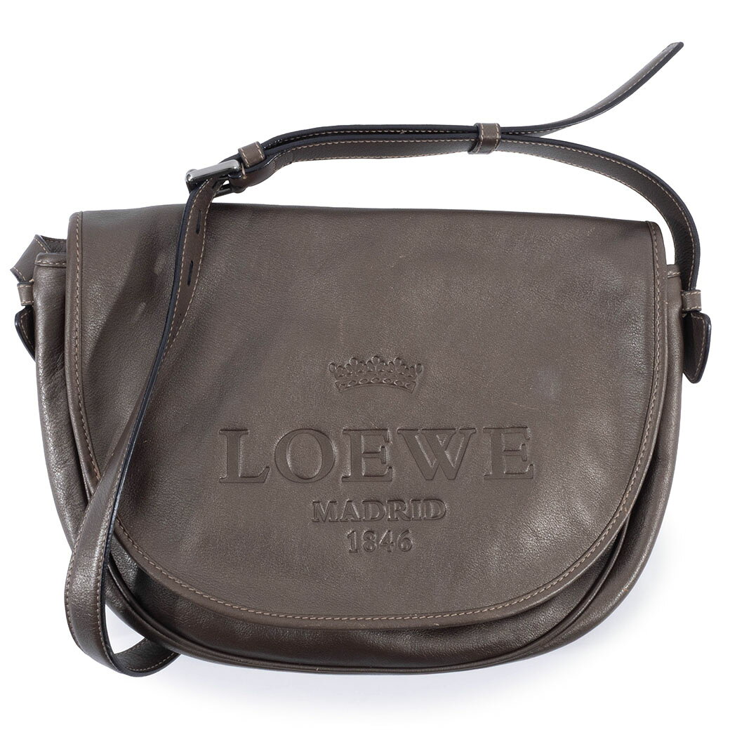 樂天商城 - ロエベ LOEWE バッグ 中古 ショルダーバッグ ヘリテージ メッセンジャー ブロンズ レザー 大きめ フラップ