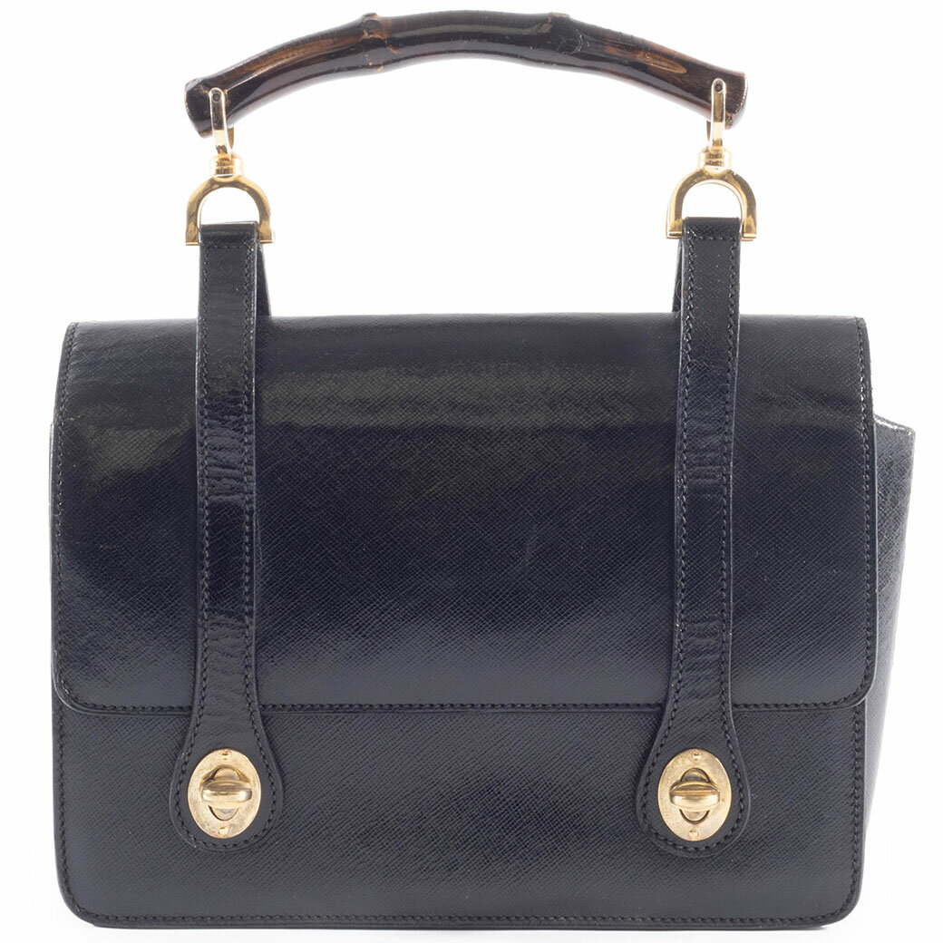 グッチ GUCCI バンブー バッグ 中古 レディース オールドグッチ ハンドバッグ レザー ブラック ヴィンテージ 小さめ