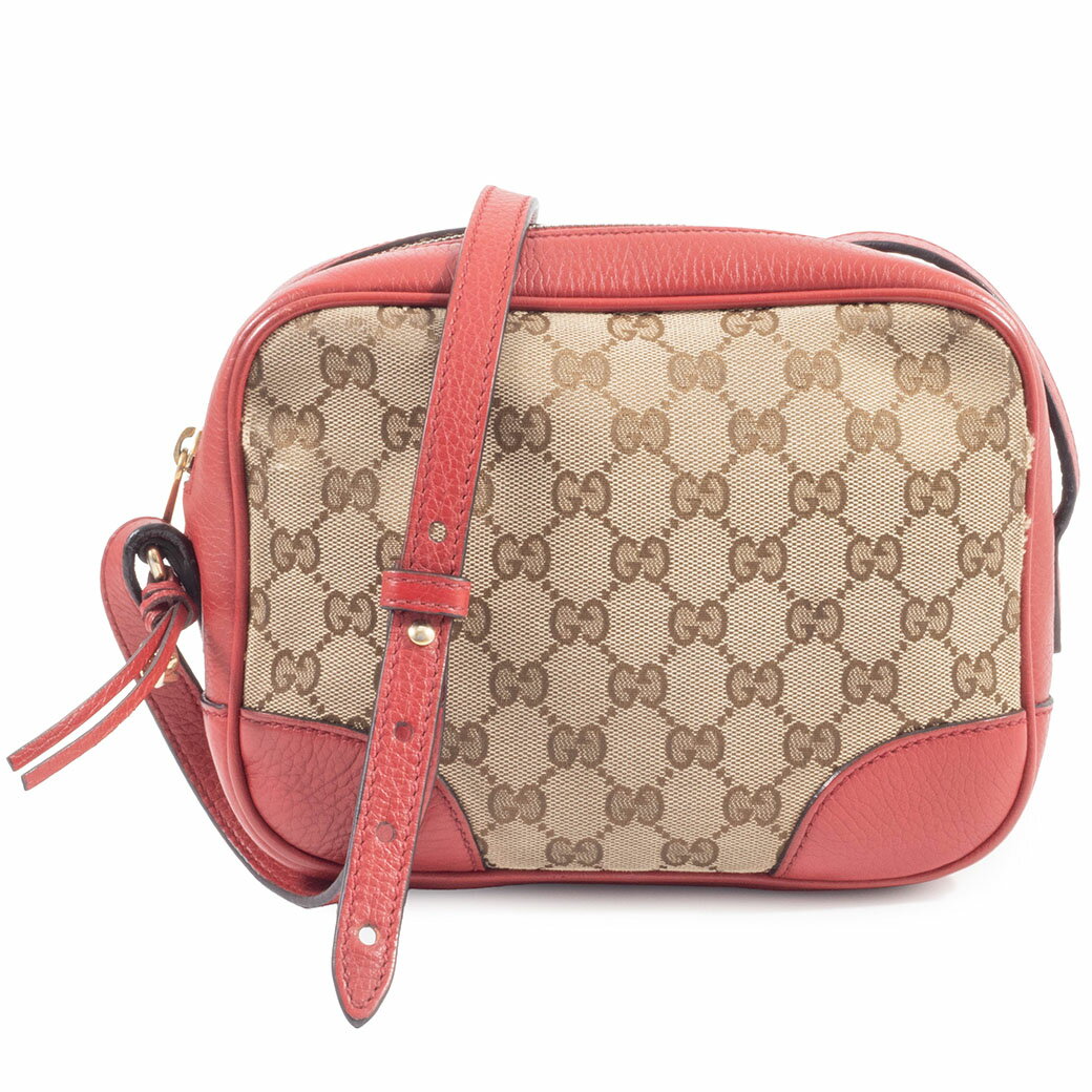 乐天商城 - グッチ GUCCI ショルダーバッグ 斜め掛け 449413 GGキャンバス レザー レッド ベージュ 小さめ【中古】