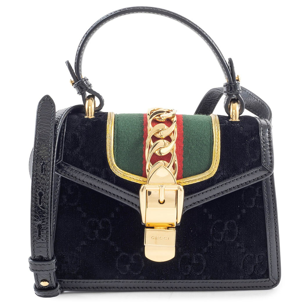 樂天商城 - グッチ GUCCI バッグ 中古 ショルダーバッグ シルヴィ ミニ ハンドバッグ シェリーライン スエード レザー ブラック 黒 2way