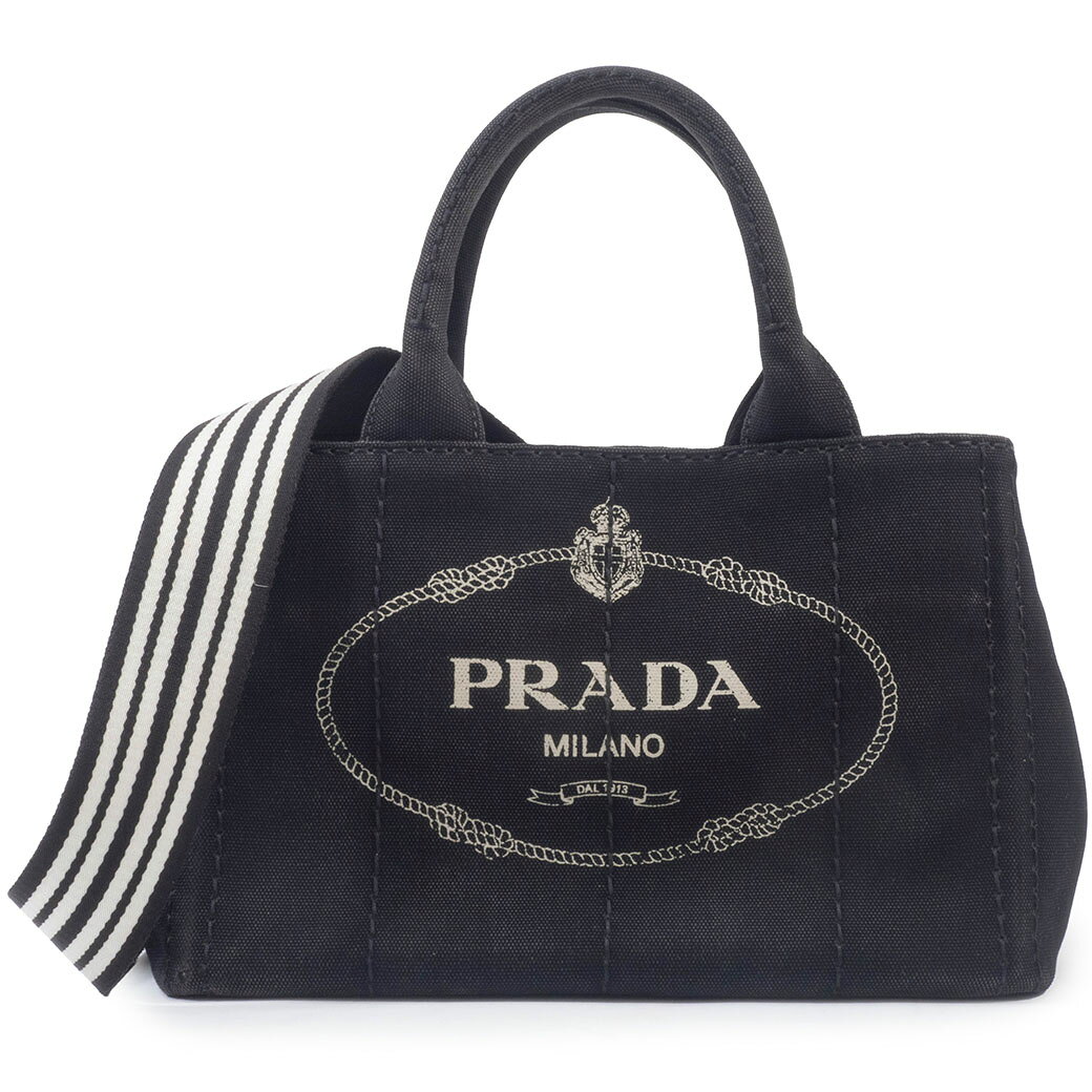 プラダ PRADA バッグ 中古 カナパ トートバッグ ショルダーバッグ 1BG439 キャンバス ブラック 黒 レディース 2way
