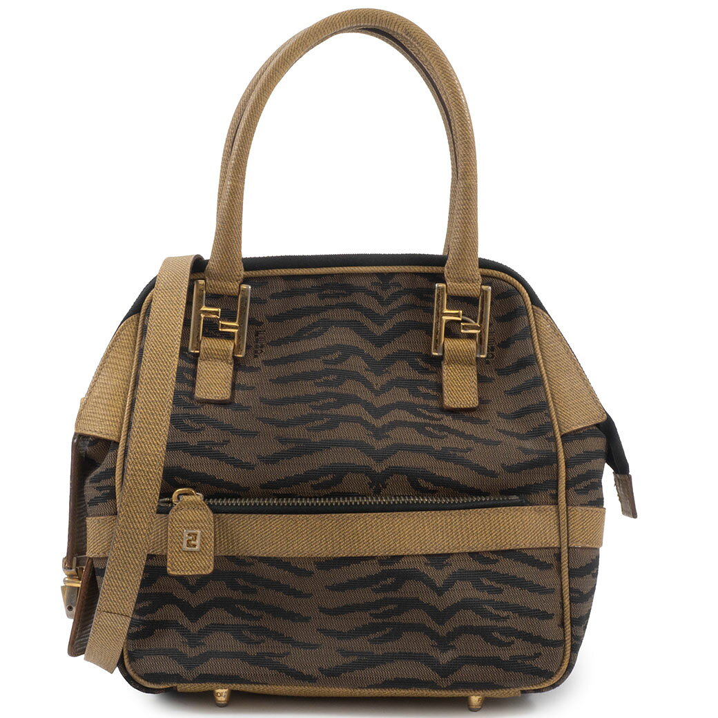 FENDI - フェンディ FENDI バッグ 中古 2way ショルダーバッグ ゼブラ柄 キャンバス ブラウン