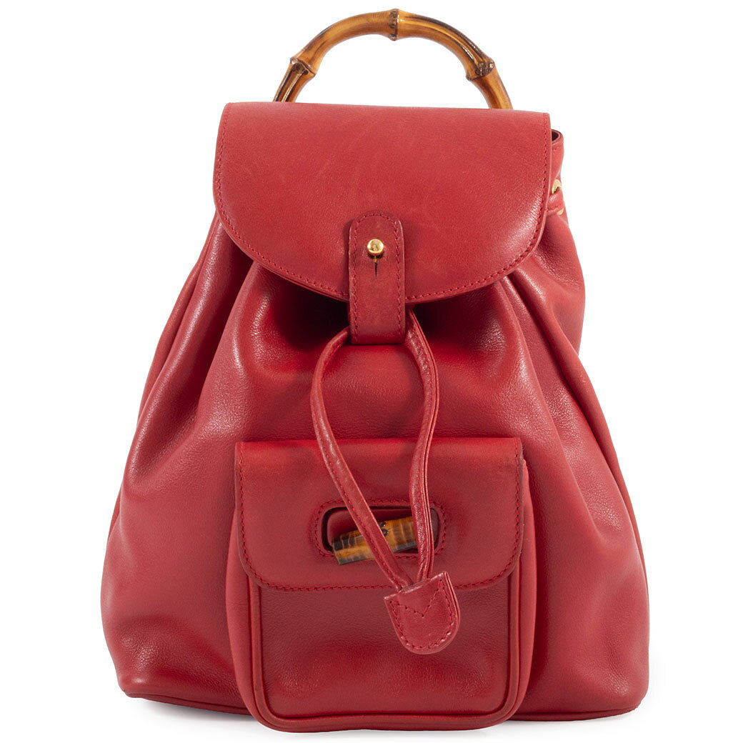 グッチ GUCCI バッグ バンブー バックパック 中古 リュックサック 003 3444 0030 レザー レッド 小さめ