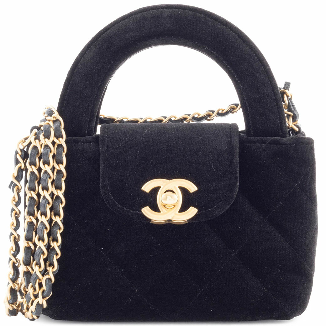 乐天商城 - シャネル CHANEL バッグ 中古 マトラッセ チェーン ミニ ハンドバッグ AP3435 ベルベット レザー ブラック 黒