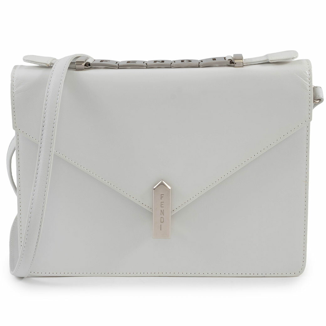 乐天商城 - フェンディ FENDI バッグ 中古 ショルダーバッグ ヴィンテージ 2WAY ロゴハンドル レザー ホワイト ハンドバッグ オールド
