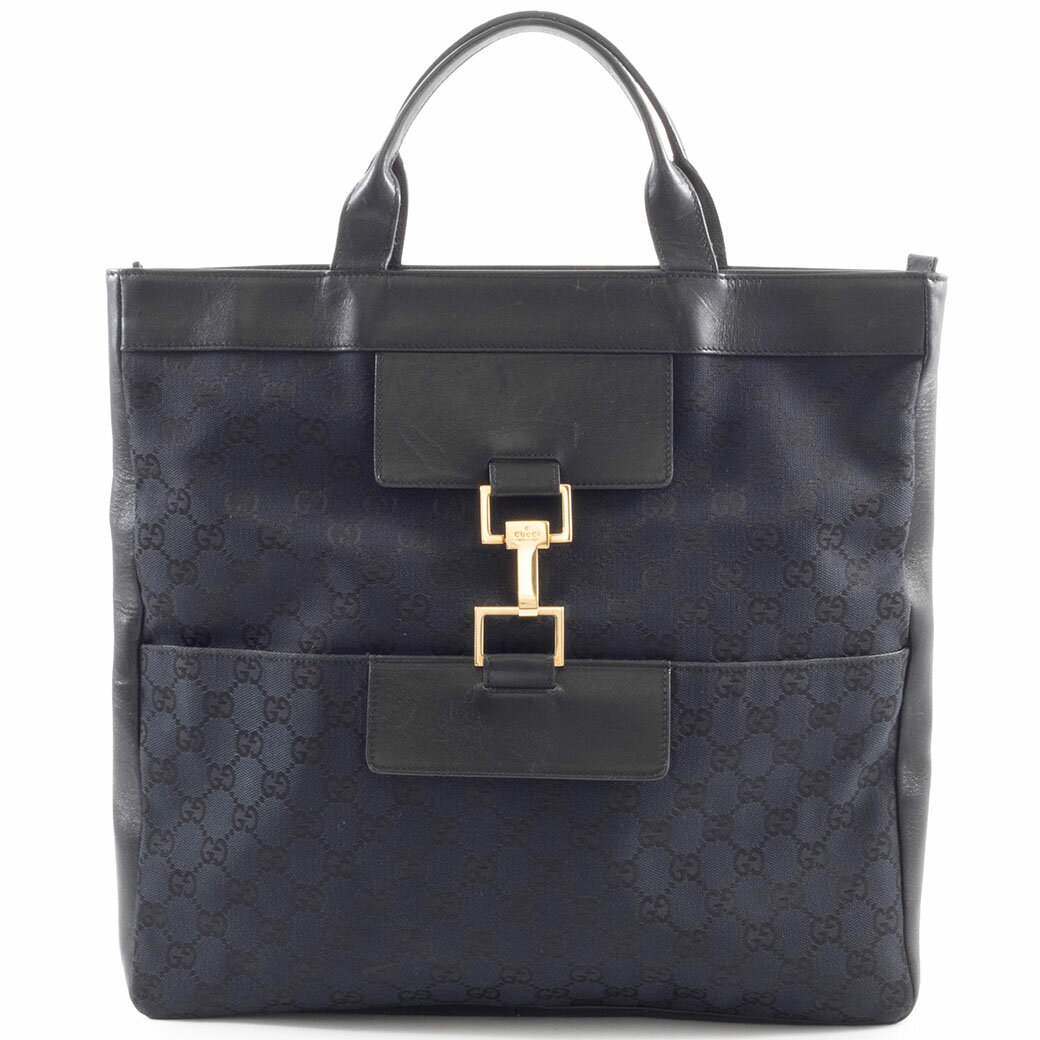 乐天商城 - グッチ GUCCI GGキャンバス ジャッキー ハンドバッグ 001 4083 GGキャンバス レザー ブラック 黒 ゴールド金具【中古】