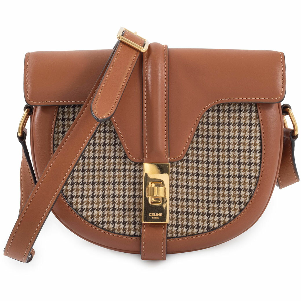 乐天商城 - セリーヌ CELINE バッグ 中古 ショルダー バッグ レディース スモール ブザス 16(セーズ) タン テキスタイル 小さめ 千鳥柄